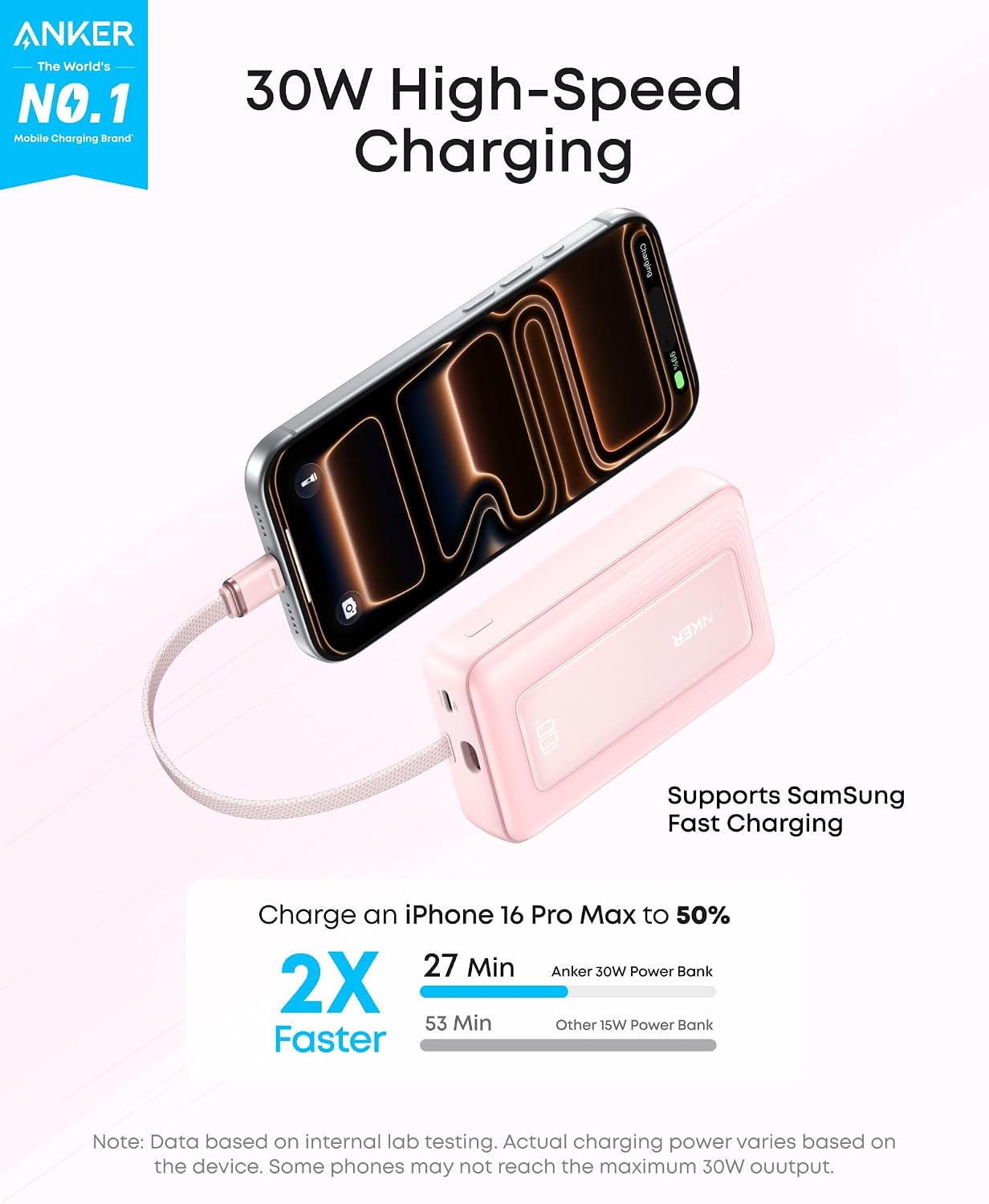Anker Power Bank,10,000mAh 30W with USB-C Travel Essential Portable Charger | 30W Portable Charger with USB-C Input and Output, Travel-Essential Phone Power Bank for iPhone 17 / 16, Galaxy, and More