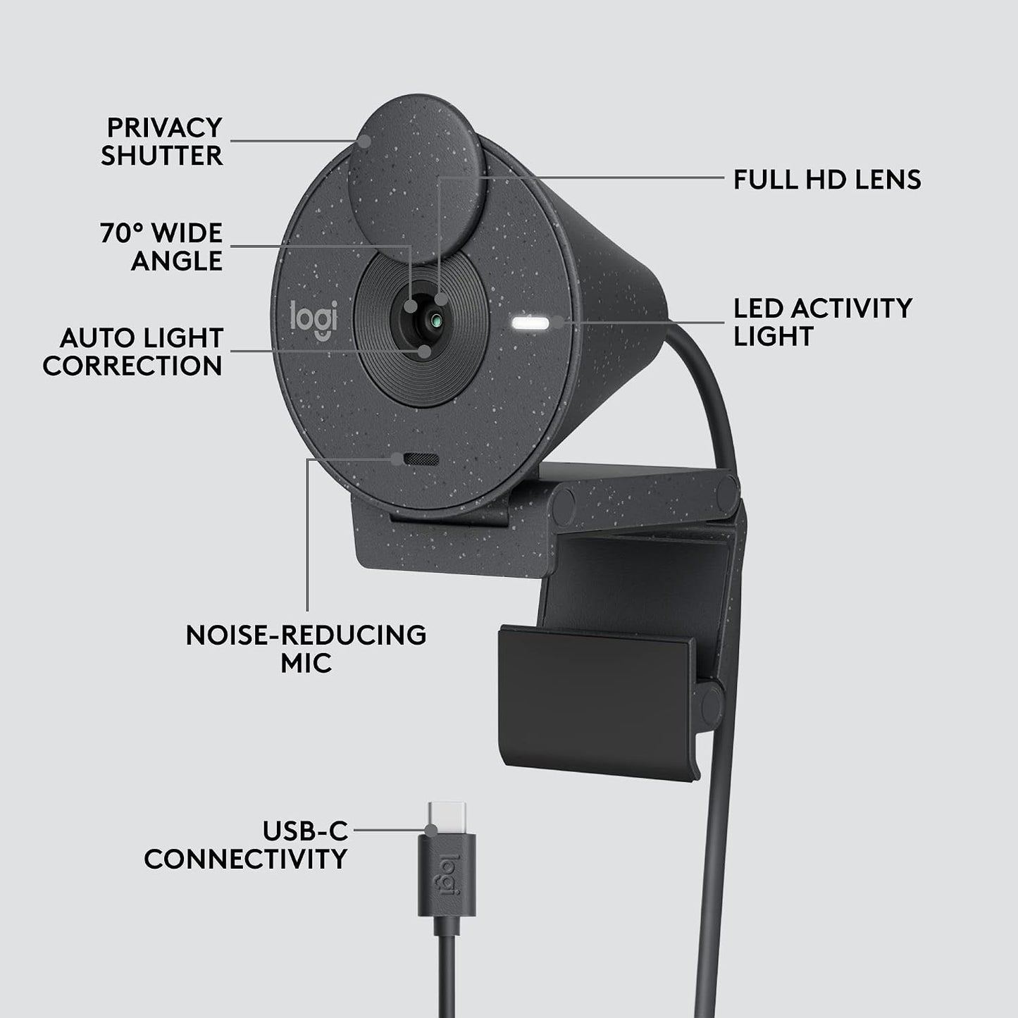 Logitech Brio 305 Full HD 1080P Business Webcam with Privacy Shutter | Privacy shutter, Mono, Zoom, Microsoft Teams, Google Meet, Nintendo Switch 2 New GameChat Mode, Auto light correction