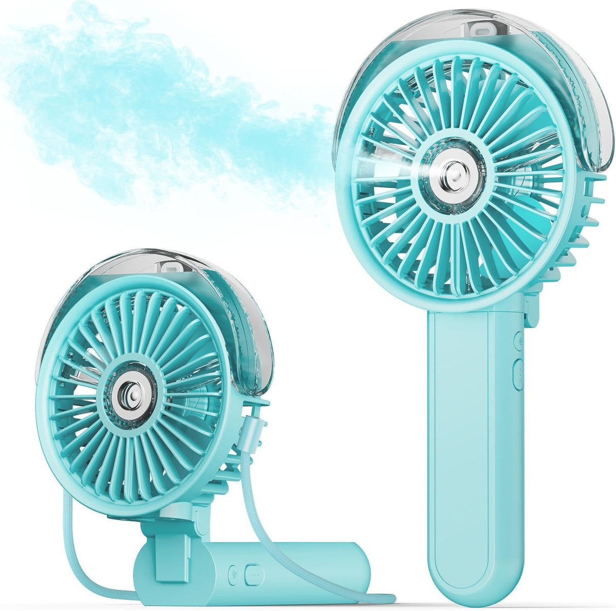 SWEETFULL Portable Misting Fan - 180° Foldable Handheld Personal Fan with Mist Spray, 3 Speeds, 30ml Water Tank, USB Rechargeable for Travel, Outdoors, Makeup, Camping, Home, and Office Use