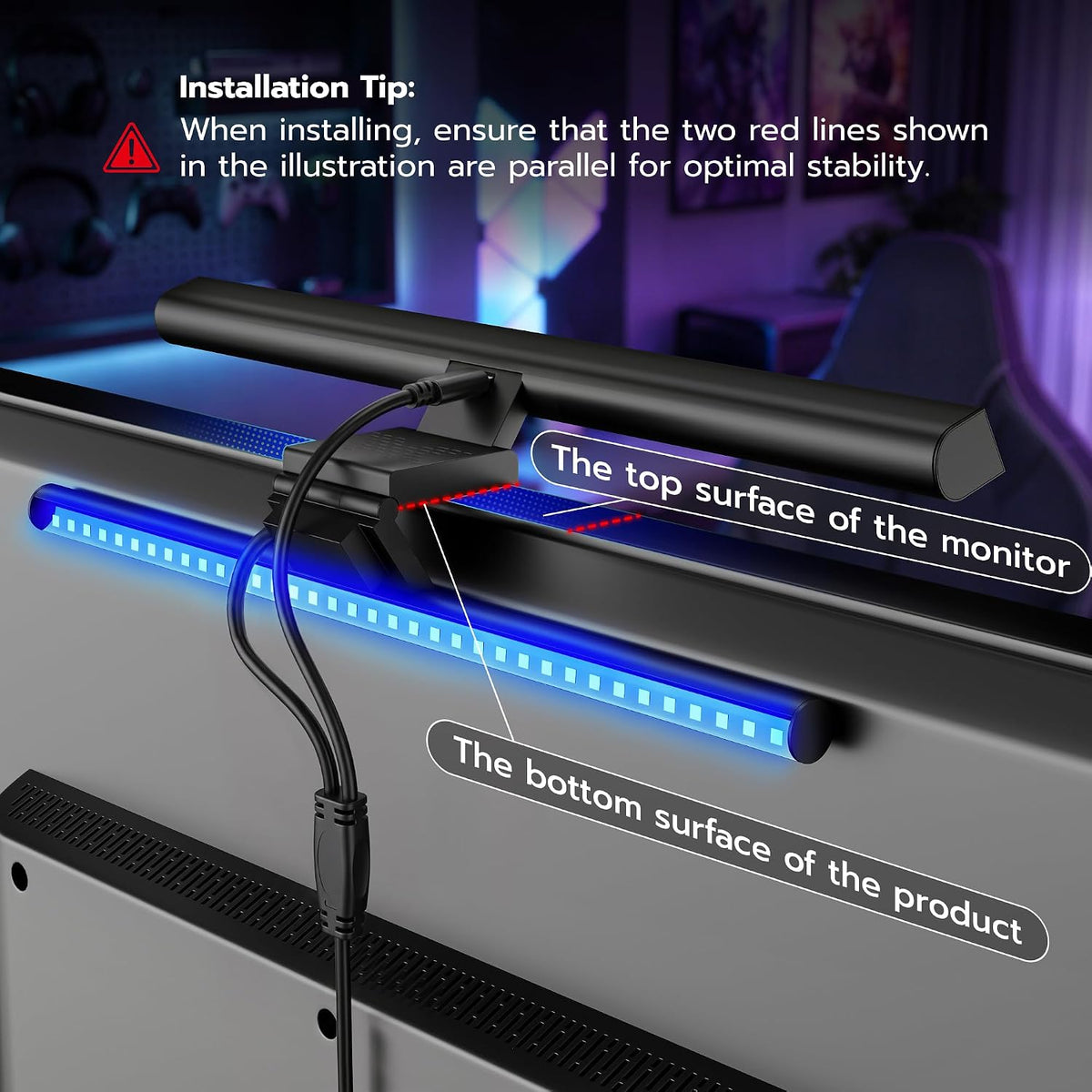 ARES WING Monitor Light Bar with Music Sync, 2-Bar 3-Source RGB Lightbar