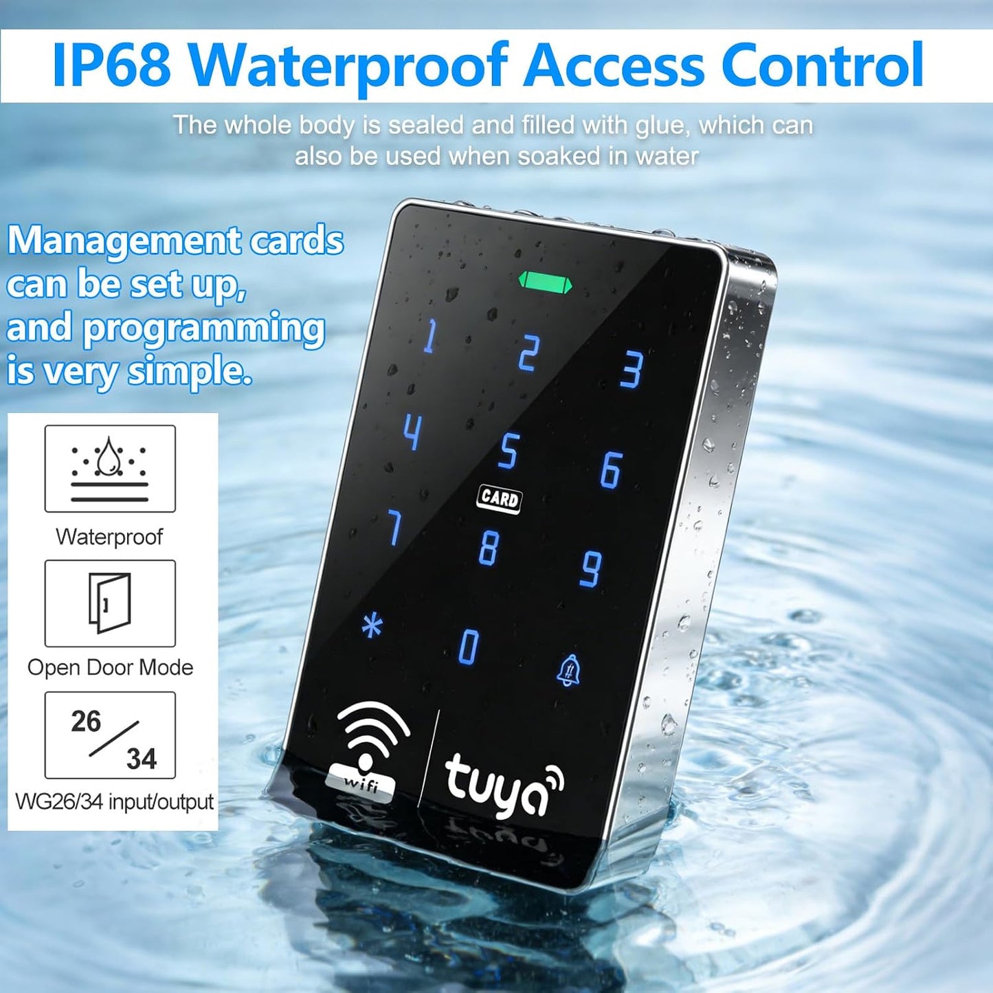 WiFi TUYA Complete Security Access System Kit with Waterproof RFID Touch Keypad Door Lock, Smart Remote Door Opener, App，600-Pound Electric Magnetic Lock + ZL, Metal Sensor Switch, Doorbel