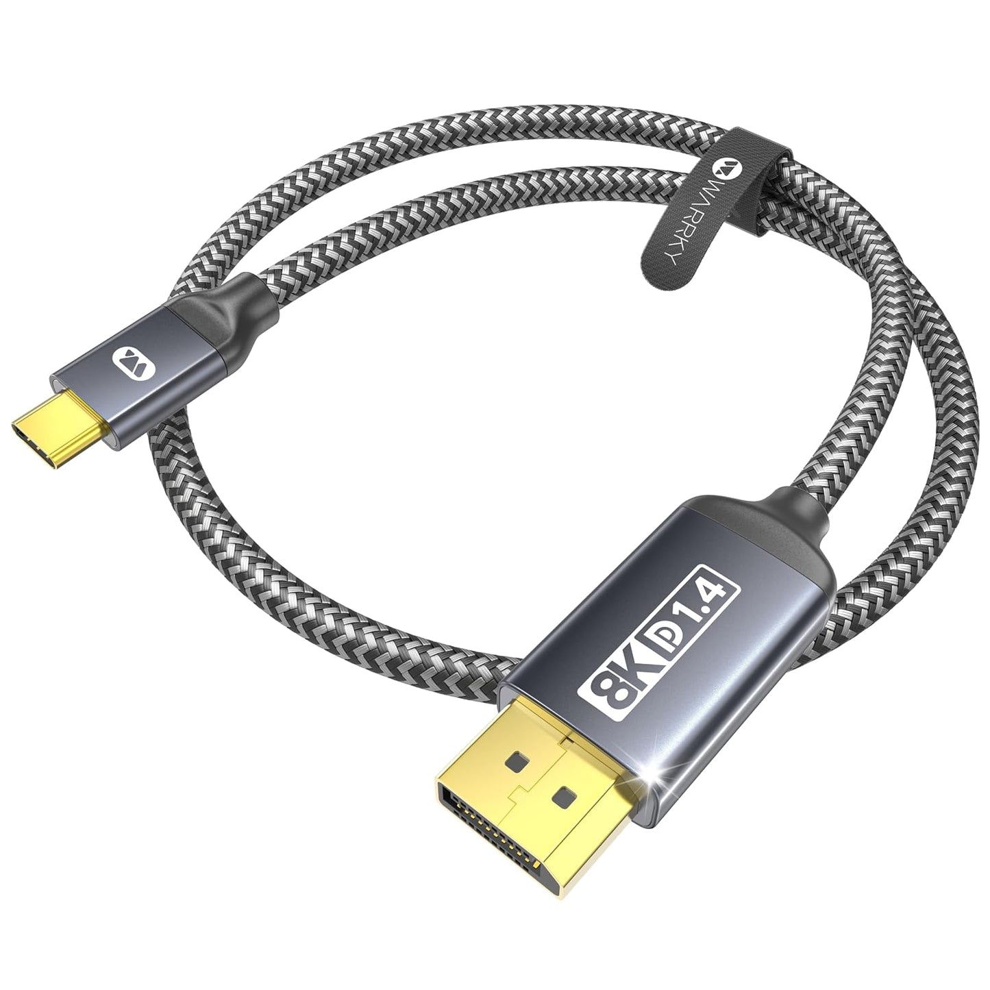 Warrky USB C to DisplayPort Cable 8K@60Hz 4K@240/144Hz [Gold-Plated Plug] | Aluminum Type-C to Display Port 1.4 Cord, Thunderbolt 5/4/3 Compatible with MacBook Pro/Air, iPhone 17 Pro, iPad, Galaxy -6ft