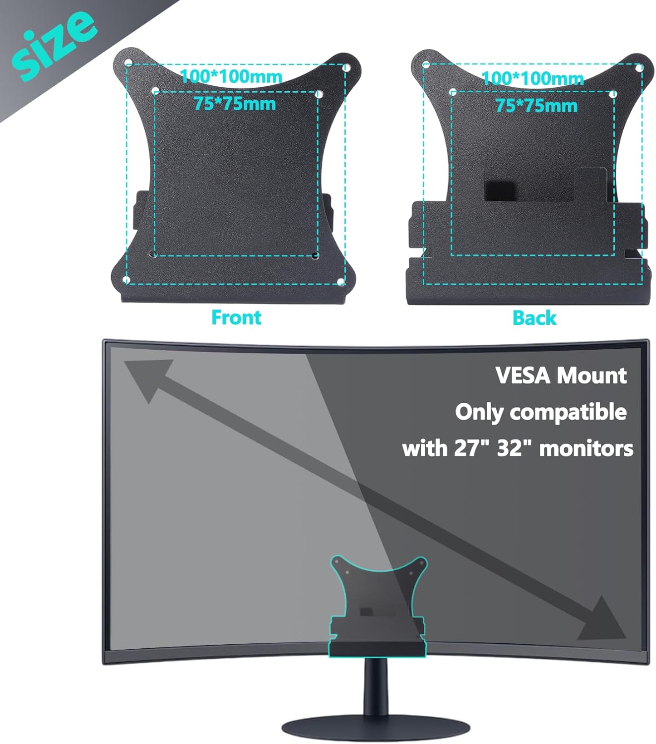S39C Mount Adapter Compatible with Samsung 27" 32" S39C T55 Monitor | T55 VESA Adapter for LC27T550FDNXZA, LC32T550FDNXZA, LS27C394EANXGO, LS32C394EANXGO, LS27C392EANXGO, LS32C392EANXGO Monitor）