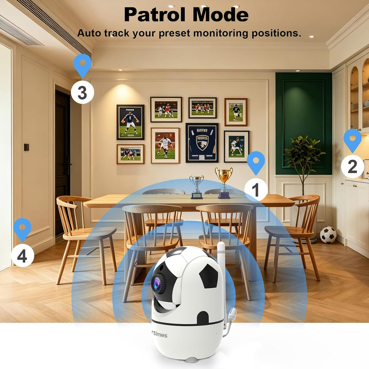 VTimes 1080P Pan/Tilt Indoor Camera, WiFi Cameras for Home Security
