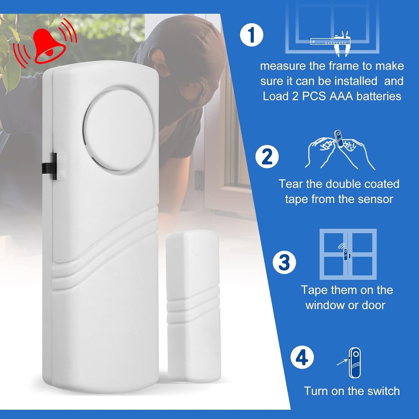 Xuhal 24 Pcs Door Window Alarm for Home Security Bulk Wireless Door Sensors Security Burglar Alarm Anti Theft for Safety, Home, Office, Garage, Apartment