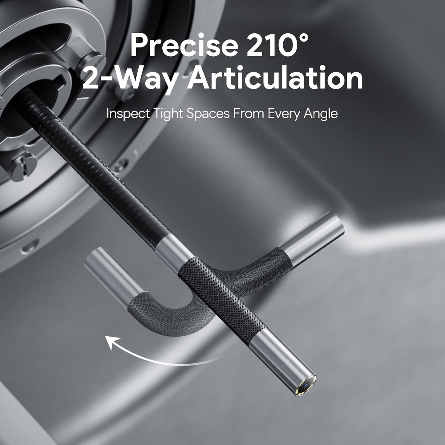 DEPSTECH 5" IPS Screen Articulating Borescope, Endoscope Camera with Light | 5FT 1080P Inspection Camera,Photos & Videos,0.24Inch 210° Two-Way Probe,32G TF Card,IP67 Waterproof for Automotive,Drain,HVAC