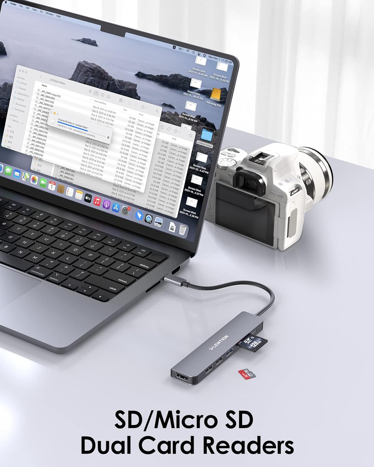 LENTION 7-in-1 USB C Hub, 4K@60Hz HDMI, 100W PD, Card Reader, USB 3.0 & 2.0 | Plug and Play, Stable Driver 3.0 Certified, for macOS, iOS/iPadOS, Windows & ChromeOS (CB-CE18, Space Gray)