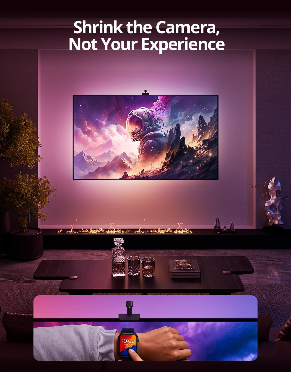 Ailofy RGBIC Smart LED Backlight with Camera for 55-70 inch Screens, 12.48ft LED Strip Lights Sync to Screen & Music, Color Changing Lights Compatible with Alexa & Google Assistant, App Control