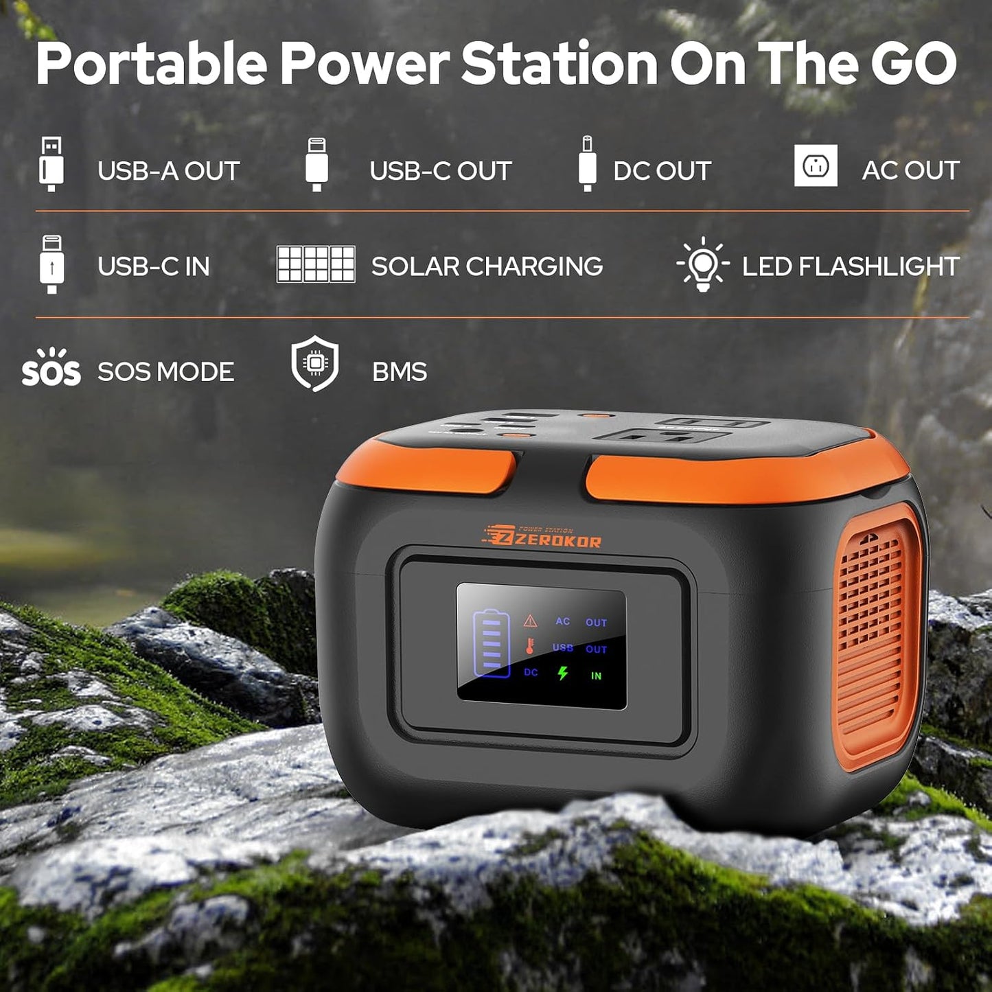 Portable Power Station 120W, 110V Power Bank with DC AC Outlet | DC 12V, 97.6Wh Portable External Battery Power Pack Generator with USB C Input for Camping Home Van Life Adventure Backup
