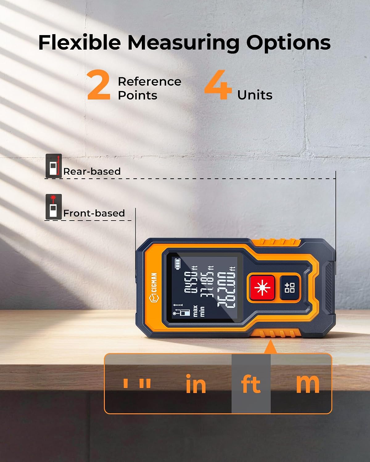 Mini Laser Measuring Tool, 262Ft Laser Tape Measure for Home&DIYers | Pocket-Size, Accurate, 4 Units Ft/Ft+in/in/M, Multi Modes, Backlit LCD, Rechargeable Laser Measure, Easy One-Hand Operation