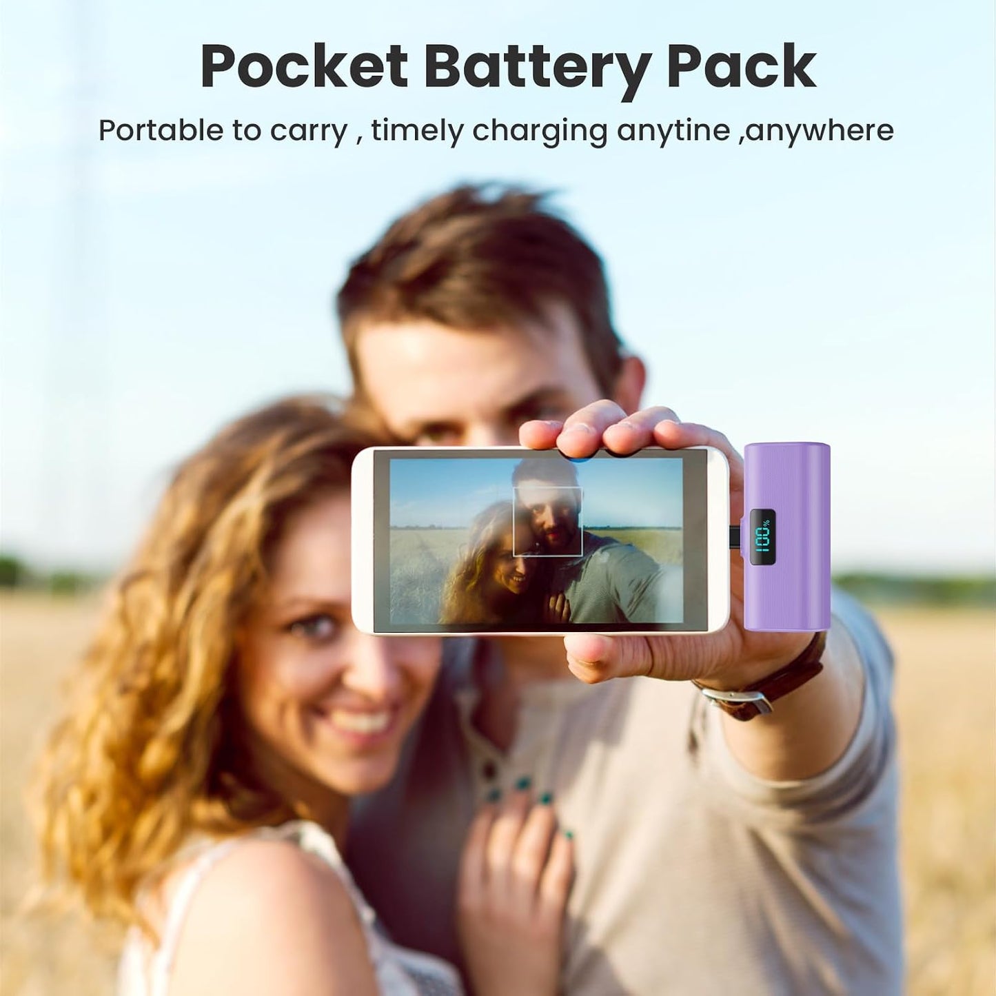 [2-Pack]Portable Charger for iPhone 17/16/15 Series,5200mAh PD USB C Power Bank Built-in USB-C Connector, Battery Pack Compatible with iPhone 17/17 Pro Max/16/15 Series,Galaxy,Android(Black+Purple)