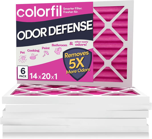 Colorfil 14x20x1 Air Filter (6-Pack) | Made in the USA | Color Changing | Remove Cat and Dog Odor | MERV 8 for Pet Hair Dander and Dust | 13.5"x19.5"x0.75" Exact Size