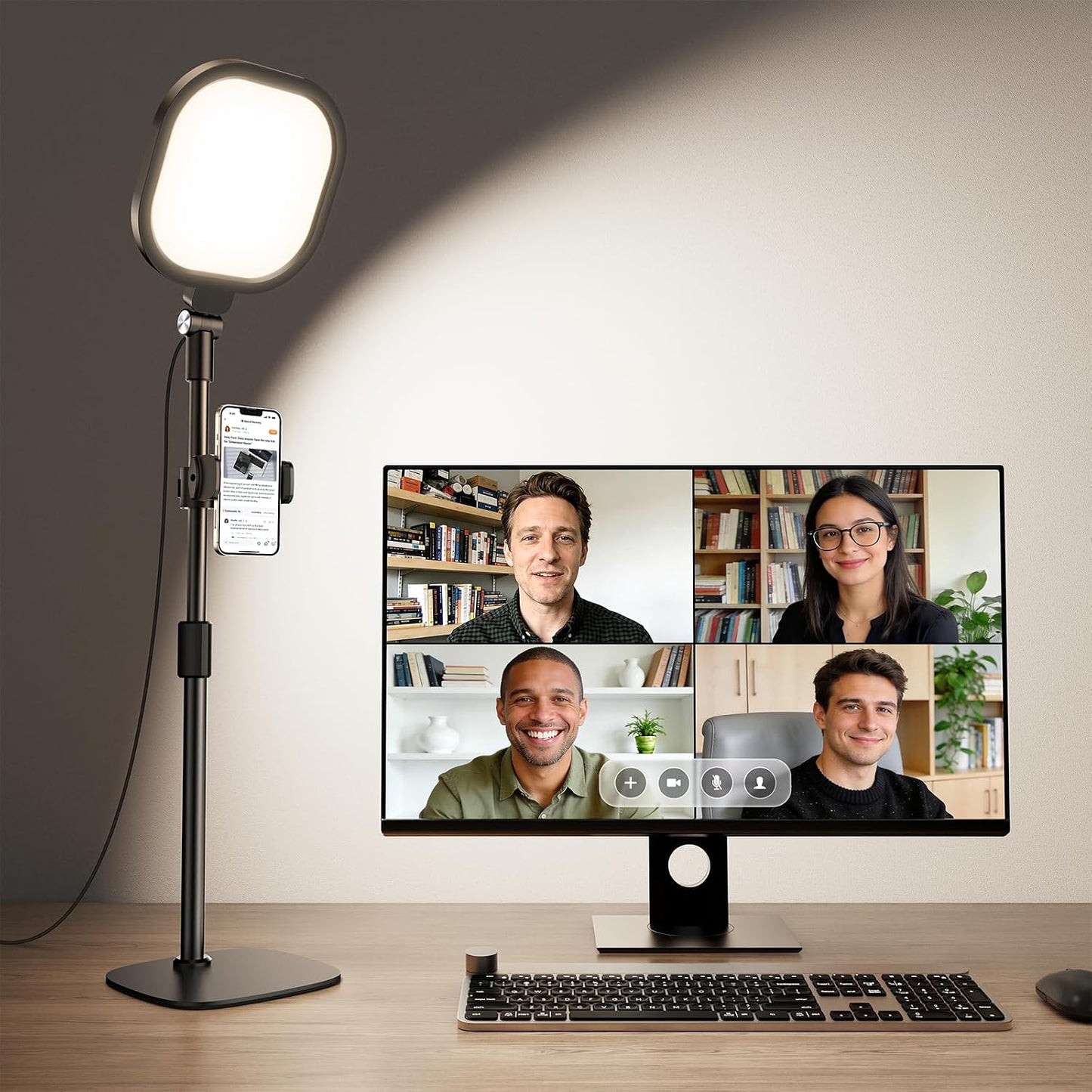 Zoom Lighting for Computer, Adjustable Desk Lighting for Video Calls, 30 Light Modes Video Conference Light, Desk Ring Light with Stand for Webcam, Meetings, Live Stream, Home Office. CRI 97.8