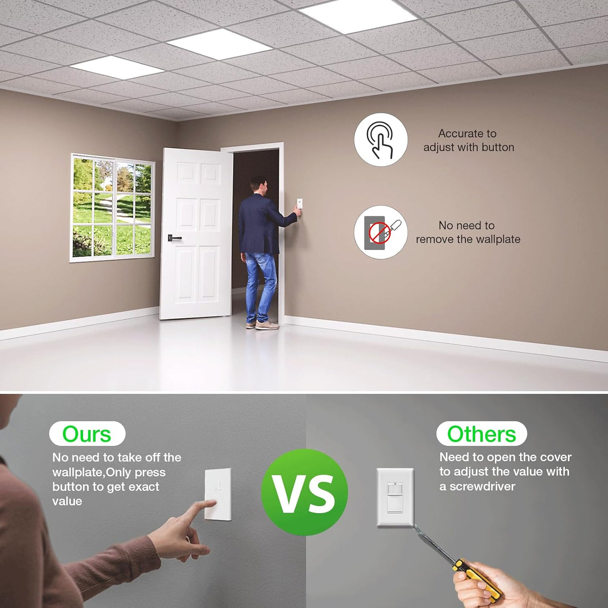 RAYZEEK PIR Motion Sensor Light Switch,No Neutral No Ground Wire