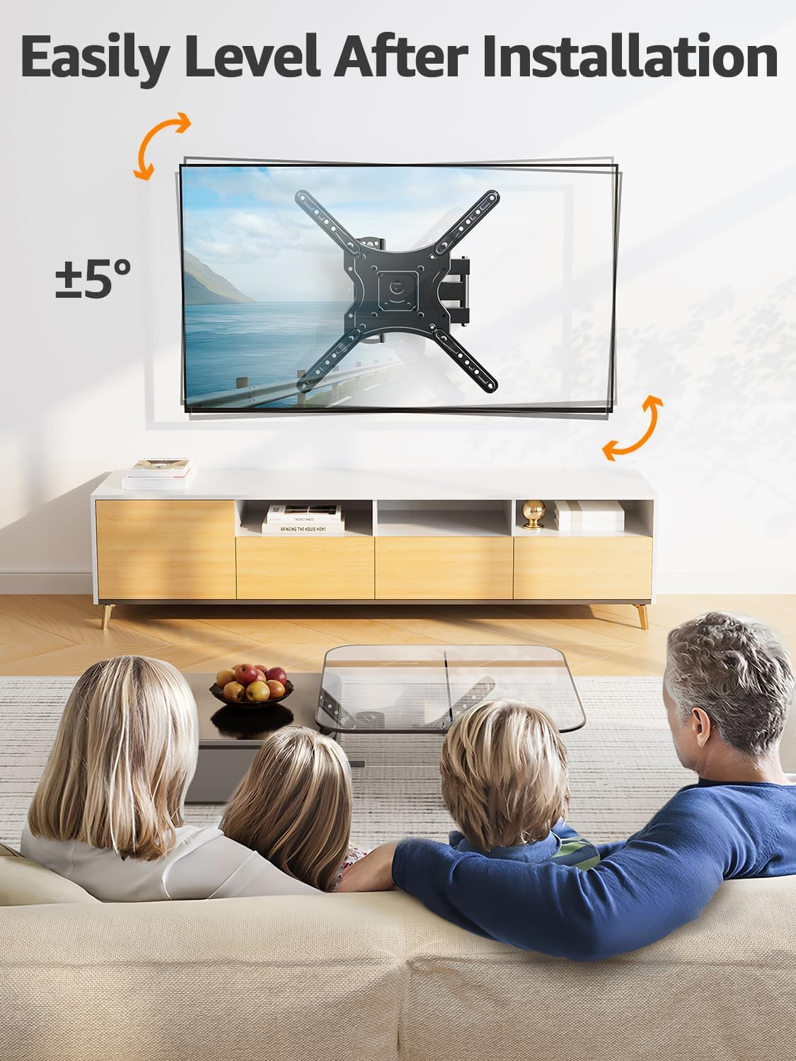 ELIVED Full Motion TV Wall Mount for 26-60" TVs, Max VESA 400x400, 77 lbs.