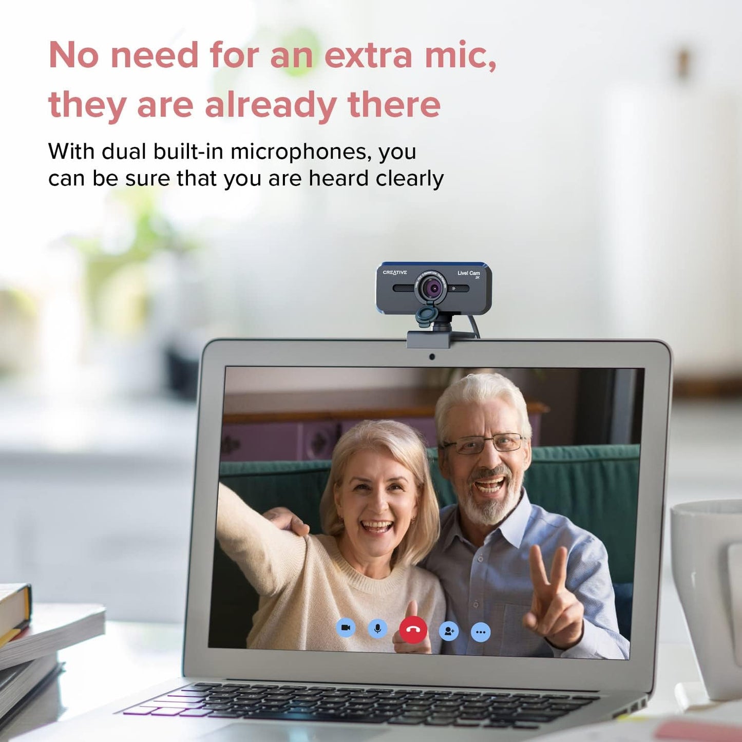 Creative Live! Cam Sync V3 2K QHD Webcam with 4X Zoom | 2K QHD Webcam, 4X Digital Zoom, Dual Microphones, Plug-and-Play, PC, Meetings
