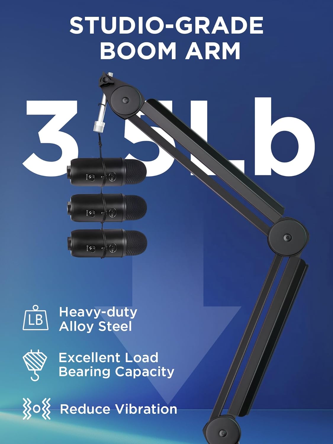 InnoGear Mic Arm Microphone Boom Arm Cable Management for Blue Yeti, Black | Desk Mount, for Shure Fifine, Professional Appearance, Extendable, Horizontal Reach 32.3", 3.5 lb Weight Capacity, Heavy-Duty