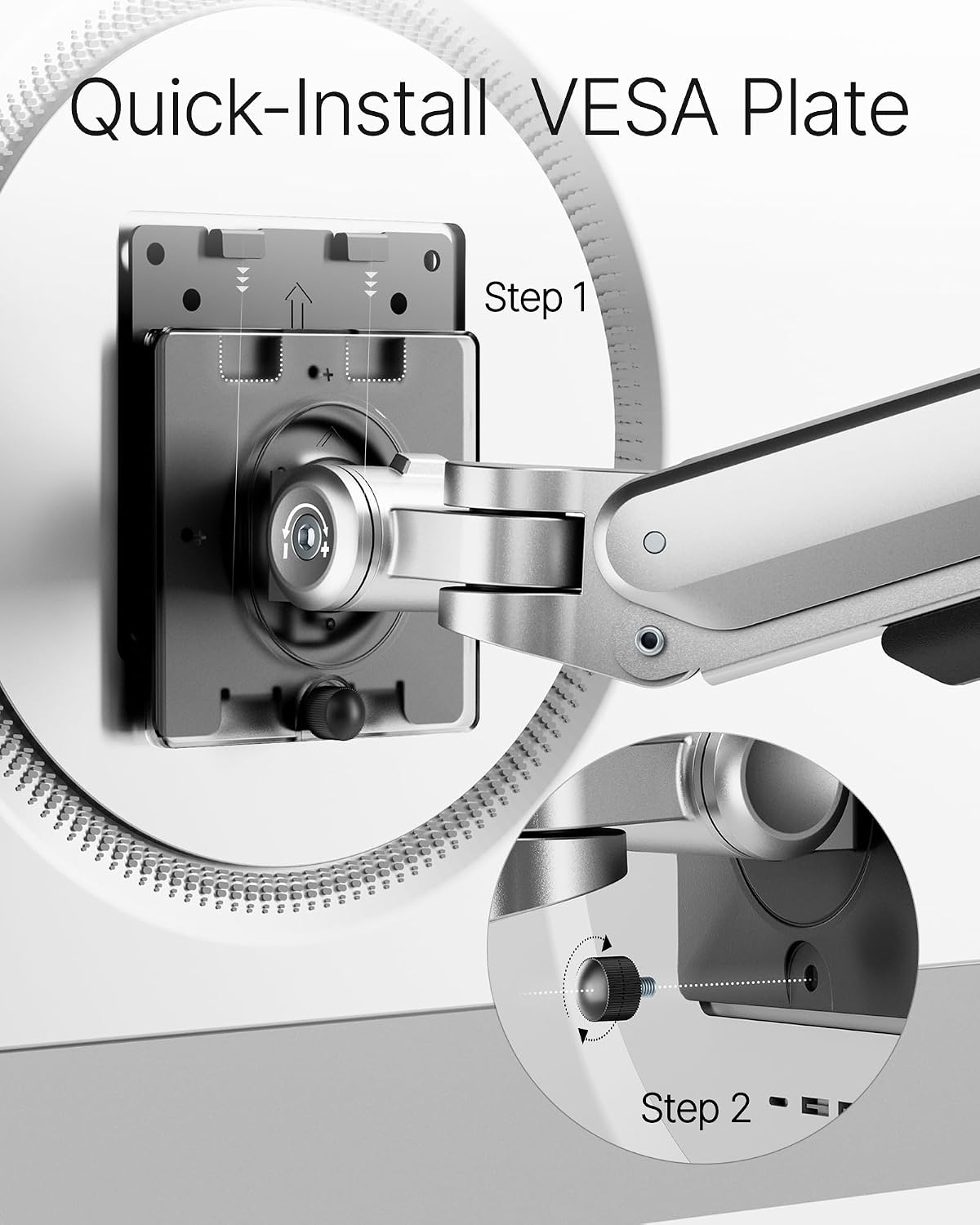 monTEK Deluxe Aluminum Monitor Arm with USB A/C for 17 to 40 Inch Screens