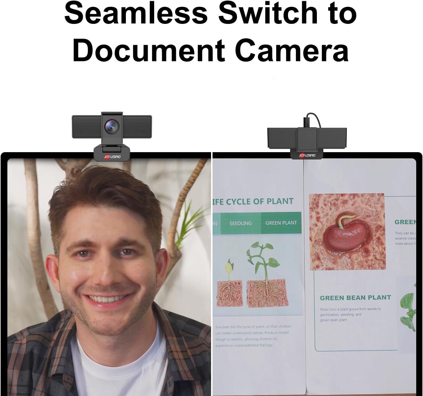 JOYUSING Flip600S 4K Webcam for PC, Ultra HD Webcam with tripod, PDAF Autofocus, Noise-Cancelling Mics, 79° FOV, Auto Light Correction, Privacy Cover, for Conference, Streaming, Zoom/Teams/Google Meet