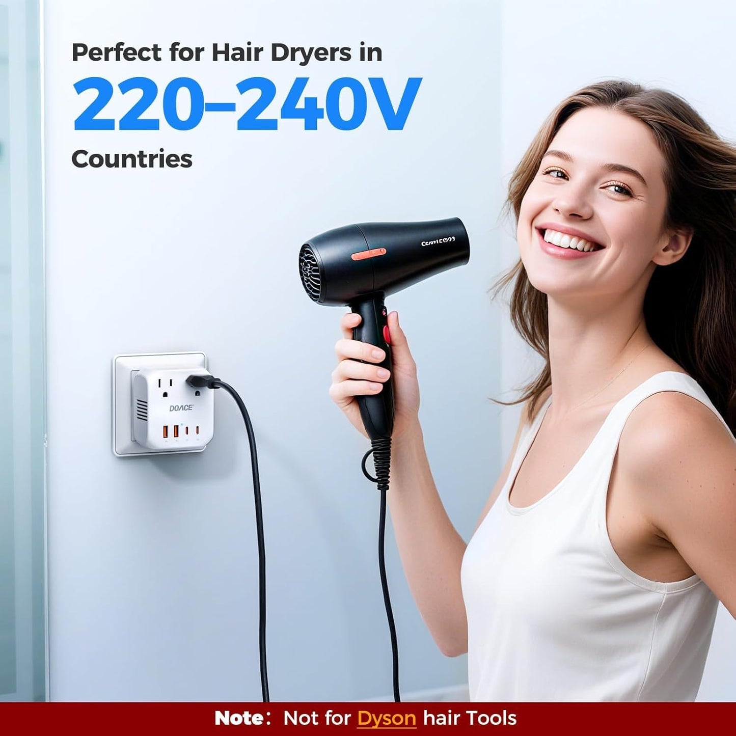 220V to 110V Converter, 2000W Voltage Converter US to Europe for Hair Dryer | 6 in 1 Converter for European Travel with 2 PD/QC, Power Converter Adapter Combo with UK/AU/US/European Travel Plug Adapter