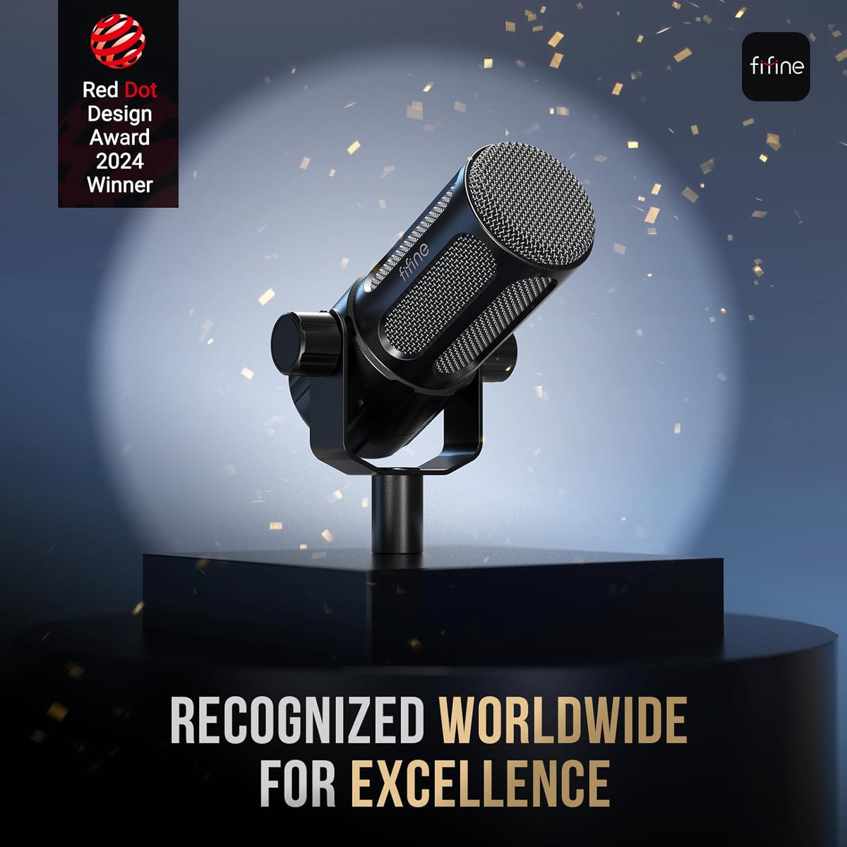FIFINE AmpliTank TANK1 XLR Dynamic Microphone for Vocal Recording Podcast | Studio Microphone, Mid-Boost, Low-Cut Filter, Compatible with Mixer/Audio Interface, for Broadcast, Voice-Over, All Metal