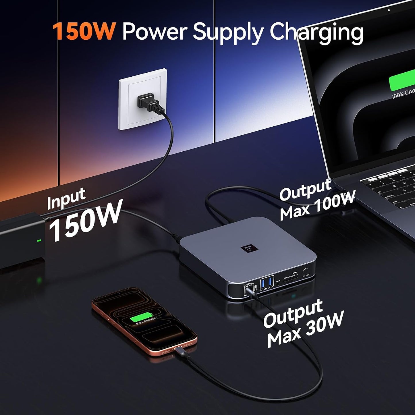 TobenONE 18-in-2 Docking Station Dual 4K Monitor for MacBook M5/M4 Pro/Max | Plug and Play Macbook Dock with HDMI&USB-C,150W Adapter, 10Gbps/PD 30W, 2.5G Ethernet, Solid & Sleek for Edit, Remote Office