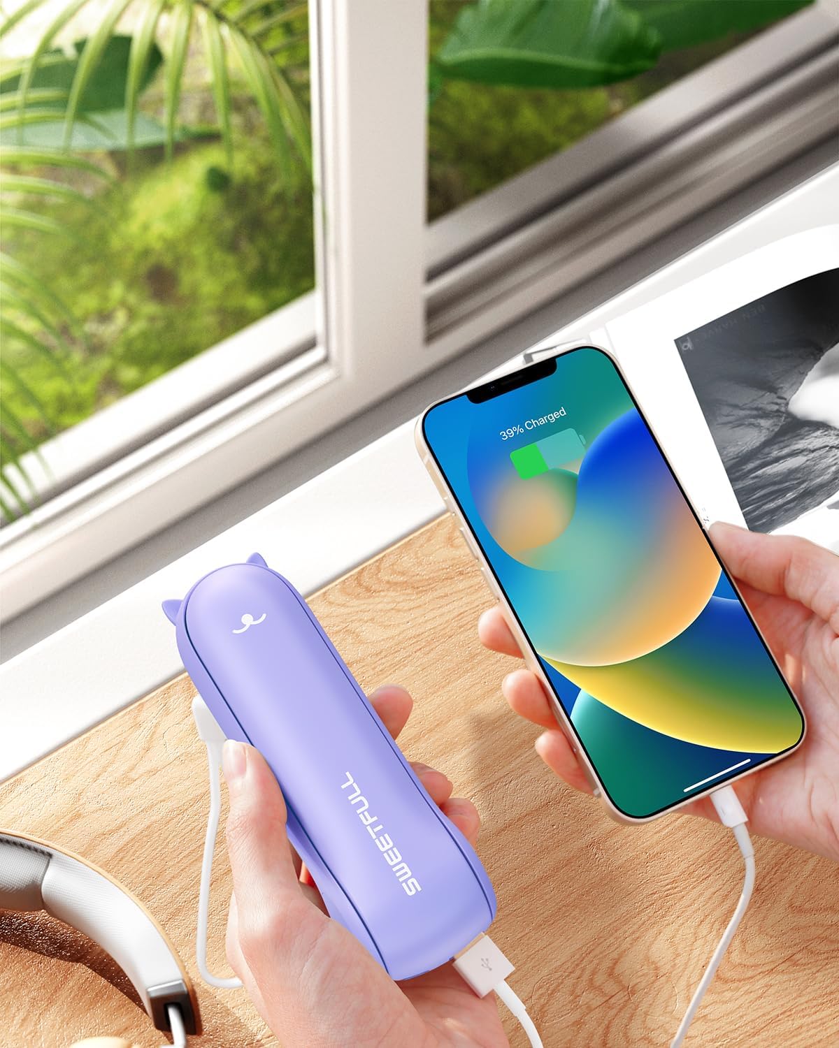 SWEETFULL Portable Misting Fan, Handheld Personal Mister, Rechargeable Mini Spray Water Mist, for Kids Women Travel, Outdoors, Hiking, Camping, Home Office (Purple)