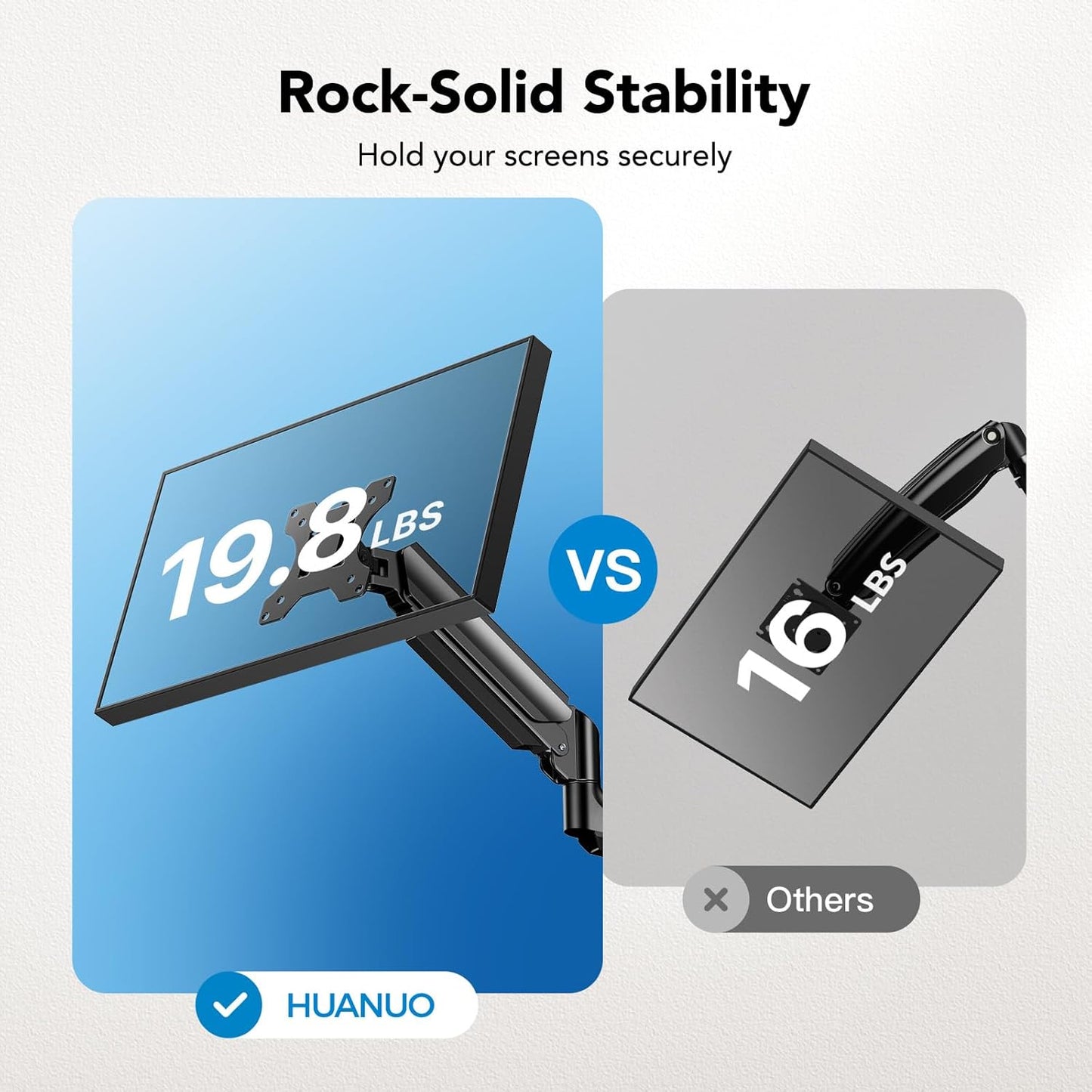 HUANUO Triple Monitor Mount for 13-27 inch Computer Screens, Gaming 3 Monitor Desk Mount with Arm Holds 19.8lbs, Triple Monitors Stand with Tilt, Swivel, Rotation, VESA 75x75, 100x100mm