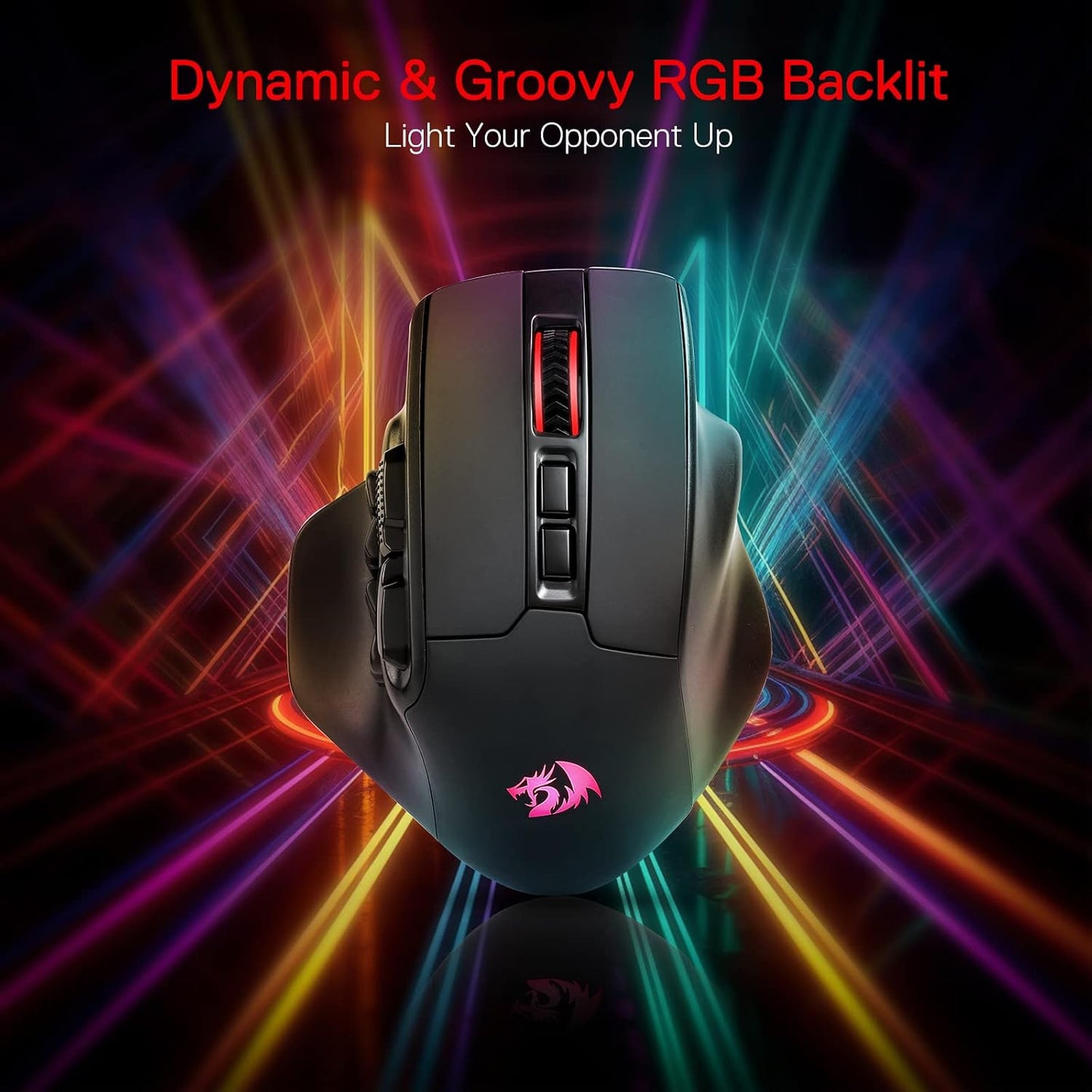 Redragon M811 PRO Wireless RGB Gaming Mouse 26K DPI Remapping Keys | Cable-Free 0 Delay Dedicated for FPS Gamers, Custom Macro Keybinds, Vibing Backlight, Ergonomic Grip Body Comfort