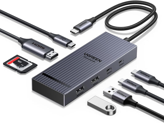 UGREEN Revodok Pro USB C Hub for Laptop 8 in 1 MacBook 4K 60Hz HDMI | 10Gbps USB-C/A data, SD/TF reader, 100W PD, supports MacBook Neo/Pro/Air, XPS, Thinkpad