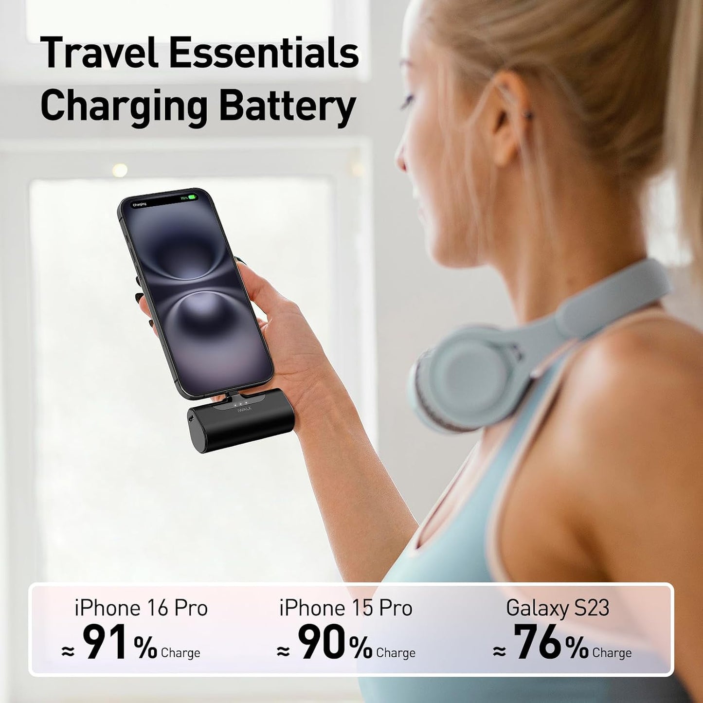 iWALK Portable Charger for iPhone 17/16/15 USB-C Small Power Bank 20W 4,500mAh Fast Charging Battery Pack Compatible with iPhone 15/16/17 Plus/17 Pro/17 Pro Max, Samsung Galaxy S25/S24/S23 Android
