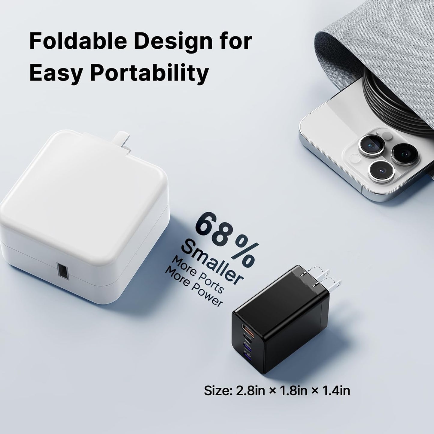 2 Pack 200W USB C Charger Block, Foldable GaN5 Super Fast Charger USB C | Dual 65W Type C Charging Block, Laptop 4-Port Fast Charging Adapter for MacBook Pro/Air, iPad, iPhone, Samsung Galaxy Black