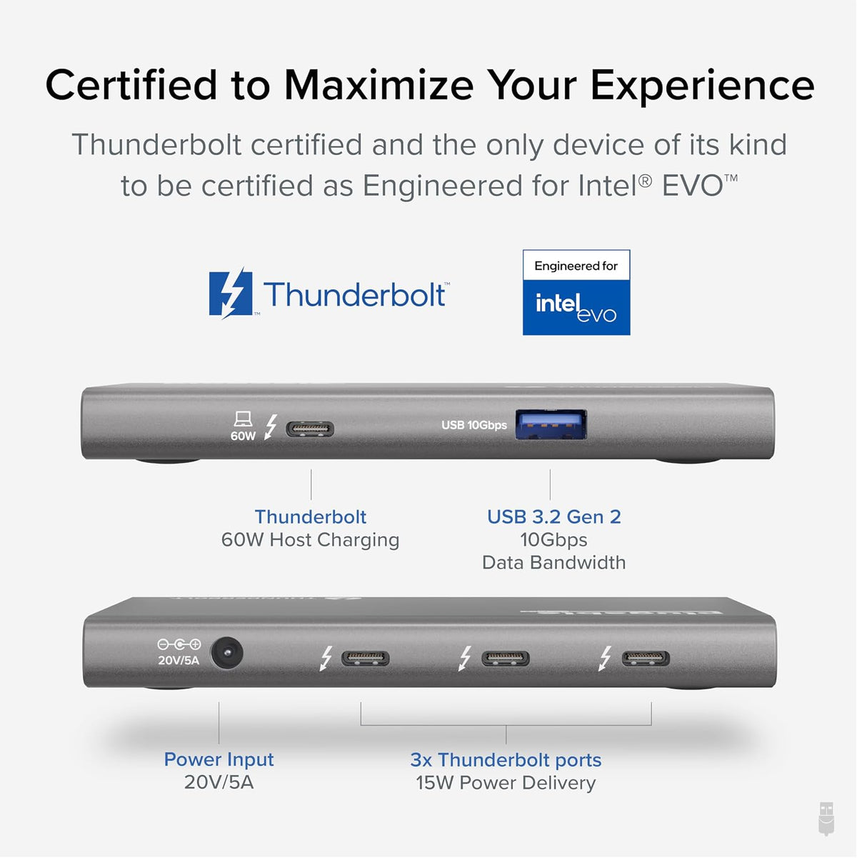 Plugable 5-in-1 Thunderbolt 4 Hub, 4K HDMI Adapter Included