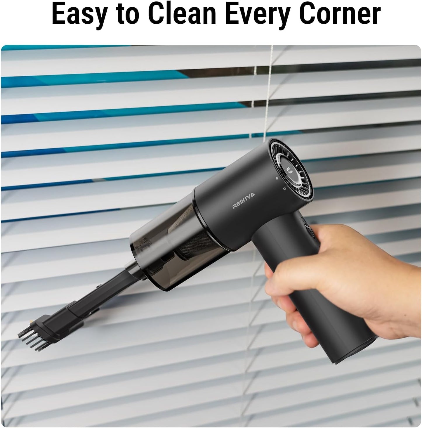 Computer Keyboard Cleaner Portable Vacuum and Compressed Air Duster Black | 18000Pa super power, cordless cleaner for tight spaces, with LED light, 150000rpm adjustable blower, 2600*3 mAh rechargeable