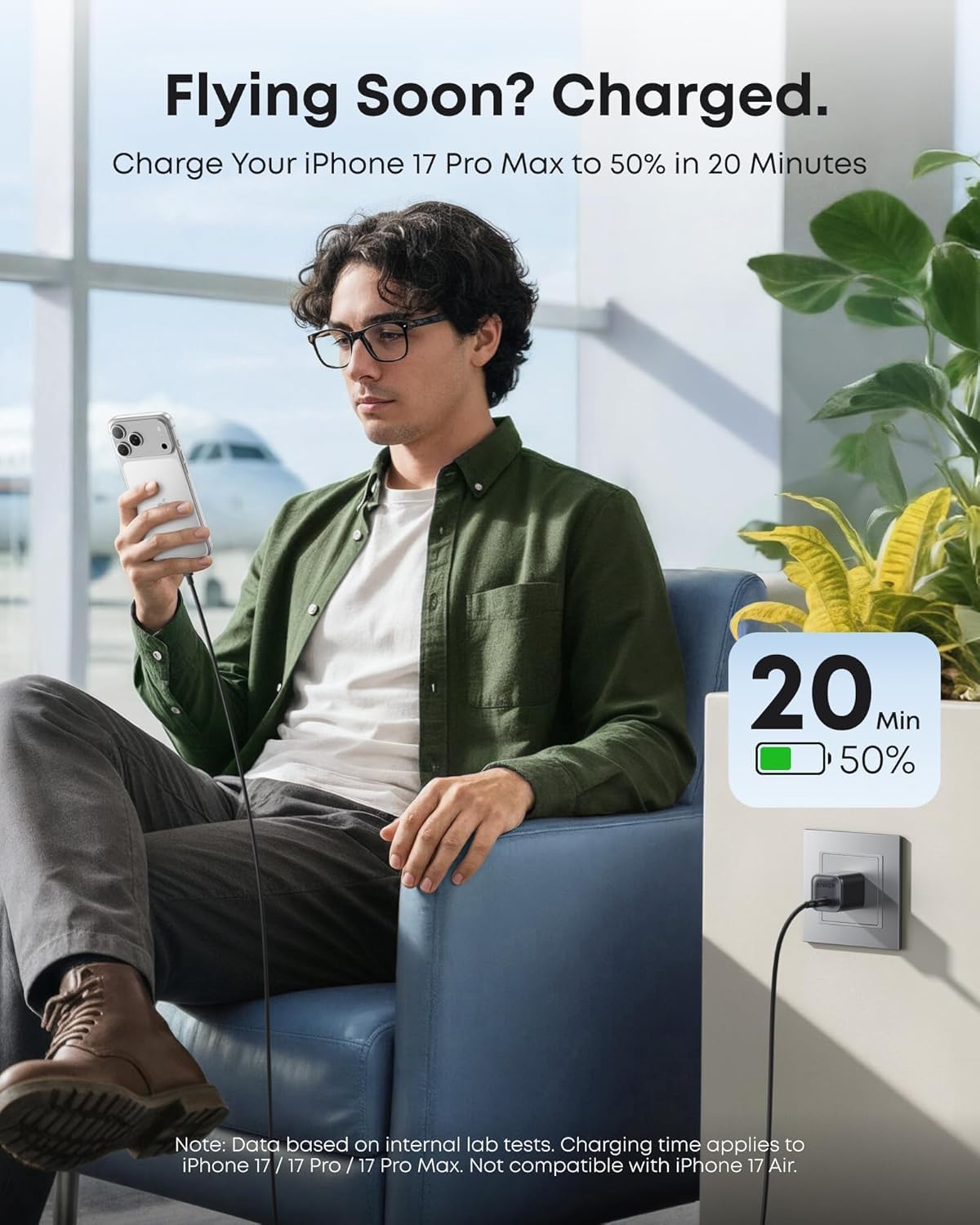 Anker iPhone Charger, 45W Type C Fast Charging, USB C Charger Block | Includes 6FT USB-C Cable and Foldable Plug, for iPhone 17/16 Series,MacBook, Pixel 9, iPad and More