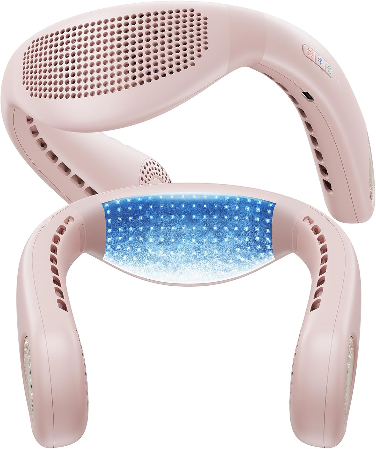 TORRAS COOLiFY Air 2026 Upgraded Neck Fan Air Conditioner, Ultra-Light Portable Fan Rechargeable, Personal Cooling Neck with 3 Modes Fan/Cooler/Heat for Travel, Camping, Outdoor Gift for Women, Pink