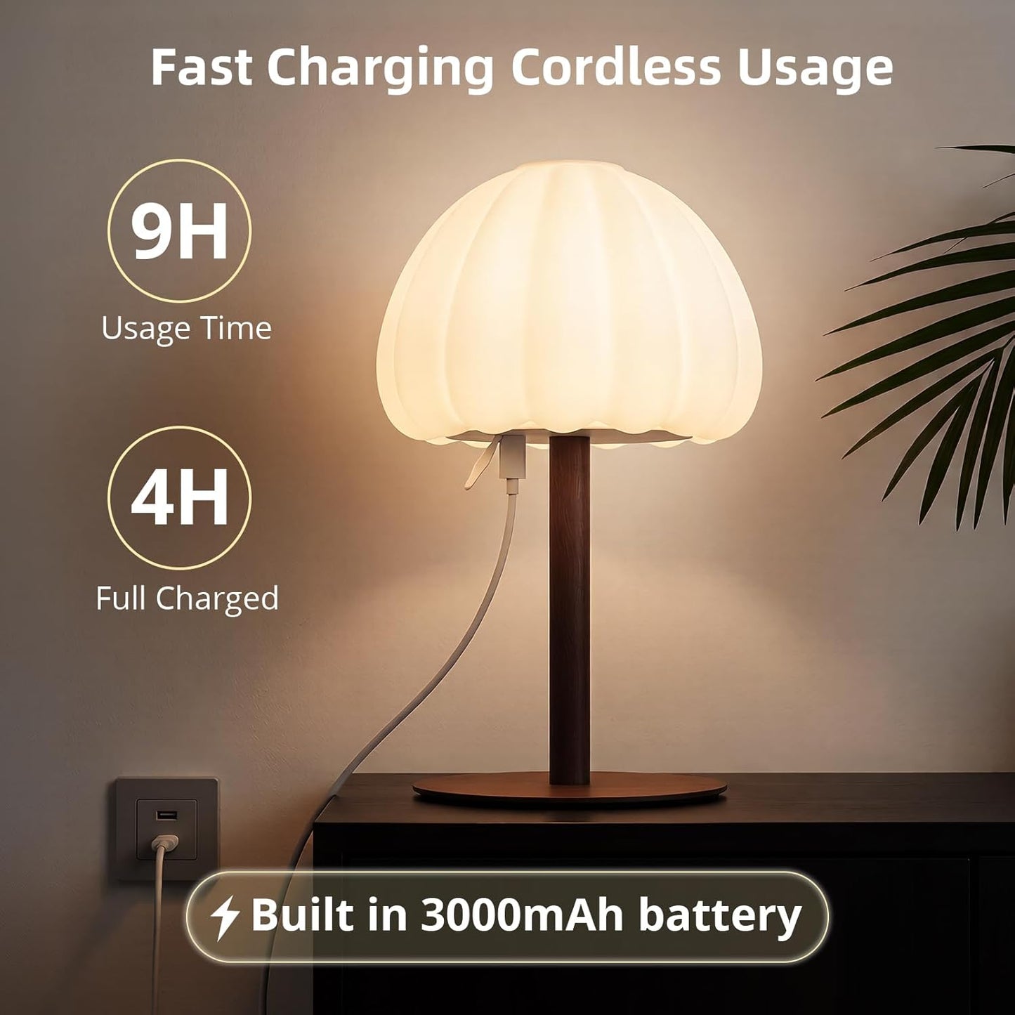 Hifree Rechargeable Waterproof Shower Lamp, IP65 Cordless Touch Dimmable Small Desk Light for Inside Shower, 4500mAh Battery Operated Color Changing Table Lamp for Bathroom, Bedroom, Outdoor
