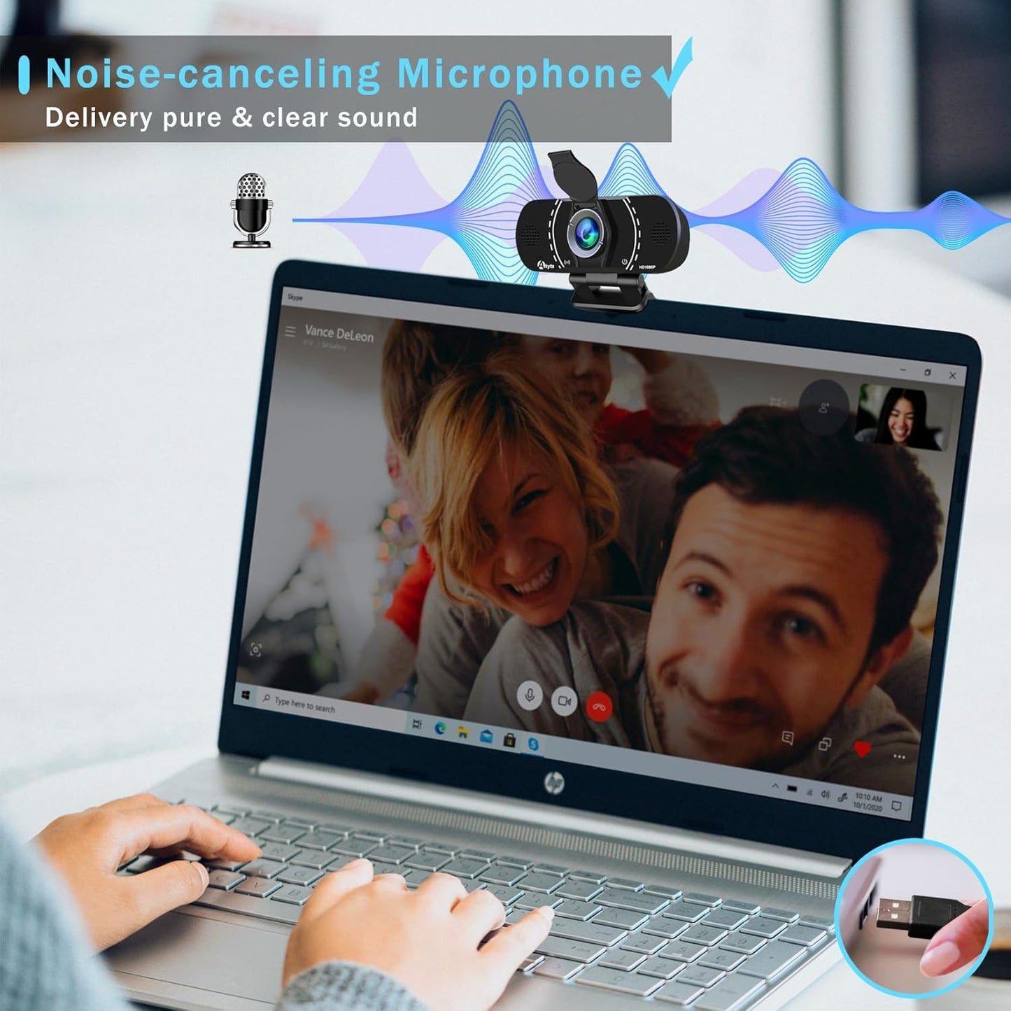 Akyta Webcam for PC, 1080P Webcam with Microphone/Tripod/Privacy Cover/Wide Angle 110°, Plug & Play USB Web Camera for Desktop Computer PC Laptop Mac Video Calling/Streaming/Zoom Conference ﻿