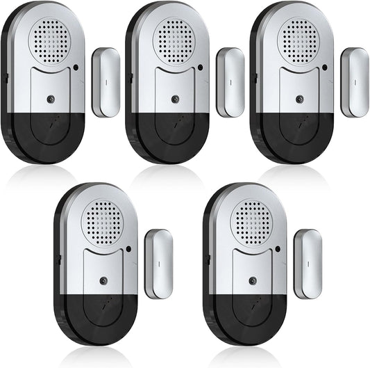 Sanjie Door Window Alarm Sensors, 5 Pack, 125dB, Volume Control | 125dB wireless sensors alert when doors or windows open, with adjustable volume, easy installation and long battery life