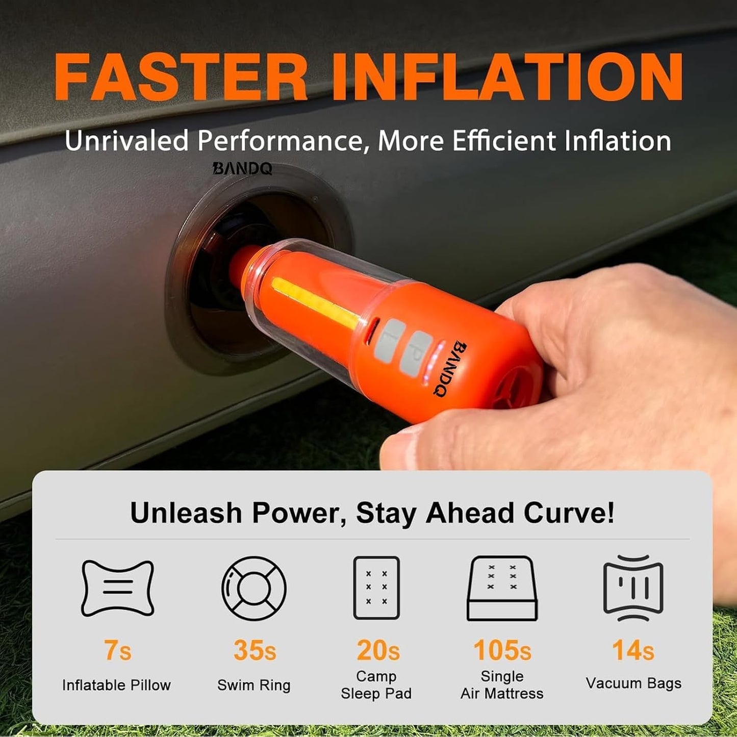 Air Pump for Inflatables, Mini Air Mattress Pump with Camping Light, 2000mAh 4.5kPa Ultra Powerful Pool Float Pump, Electric Pump for Inflatables, Inflate for Air Mattress, Vacuum Storage Bags