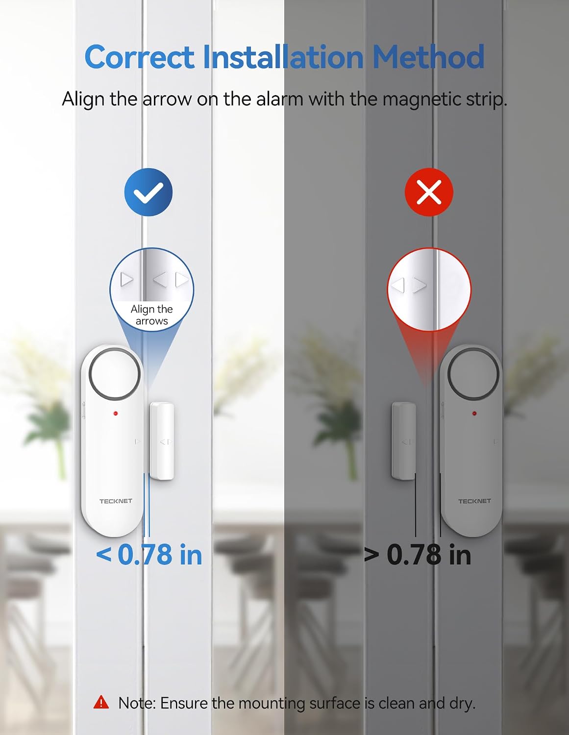 TECKNET Door Alarms When Opened, Window Door Alarm for Kids Safety, 2-in-1 Alarm & Chime, Door Sensor for Home Security, 3-Level Volume Control, Window Alarms for Garages, Apartment, 3Pcs