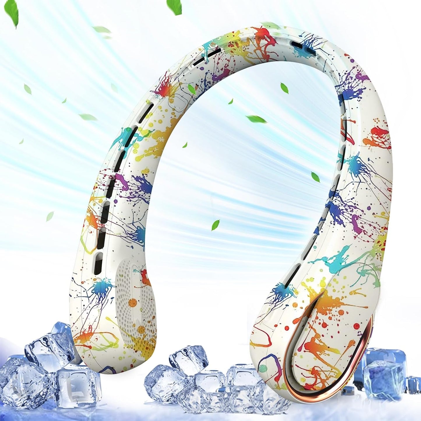 ASNUG Neck Fan, Bladeless Neck Fan, 4000 mAh Rechargeable Personal Fan, 360° Hands Free Wearable Fan, 3 Speeds Adjustable,Faster Cooling, Ultra Quiet, Suitable for Home, Office, Travel, Sports