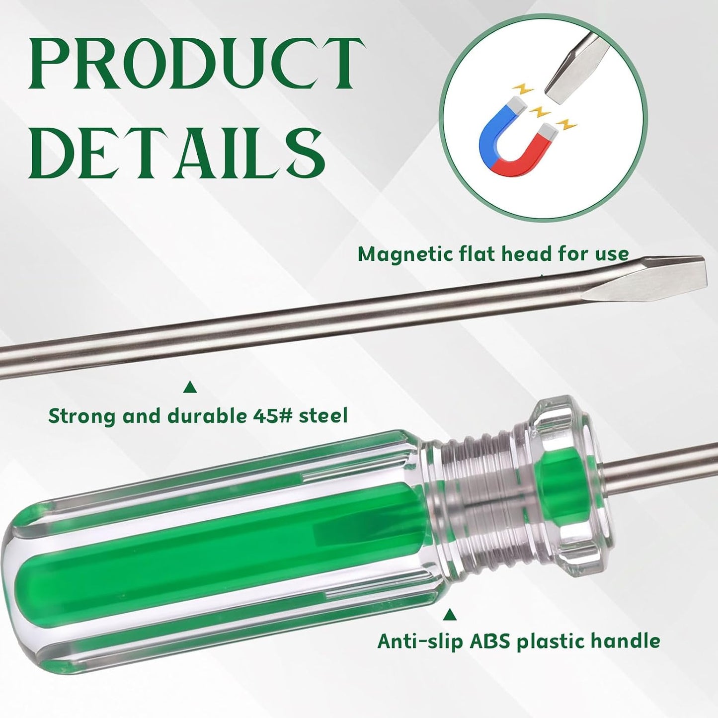 Lothee 100 Pack Mini Slotted Screwdriver 3.0mm Flat Head 5.12" (130 mm) Length Precision Flat Head Screw Driver with Non-slip Handle for Small Appliances Repair (Green)