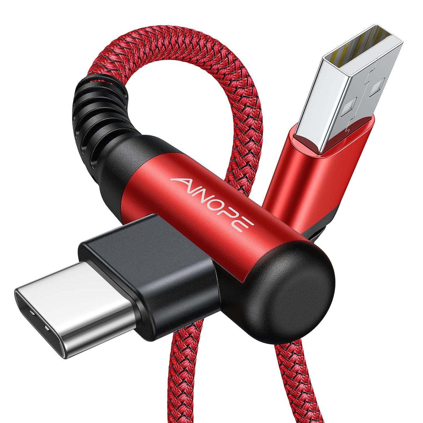 AINOPE 10 ft USB C Cable 2-Pack, 3.1A C Chargers Fast Charging 10 Foot, Resistant Nylon Braided Type C Charger Fast Charging 10ft Right Angle Charger Cord Fit for Galaxy S20 Ultra S10 S10E S9 S8 Plus