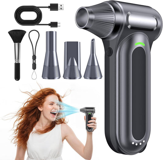 Compressed Air Duster, 170,000 RPM Electric Air Duster with Brushless Motor, 4-Speed Cordless Rechargeable Air Blower for Keyboard, PC, Car & Electronics, Canned Air Alternative