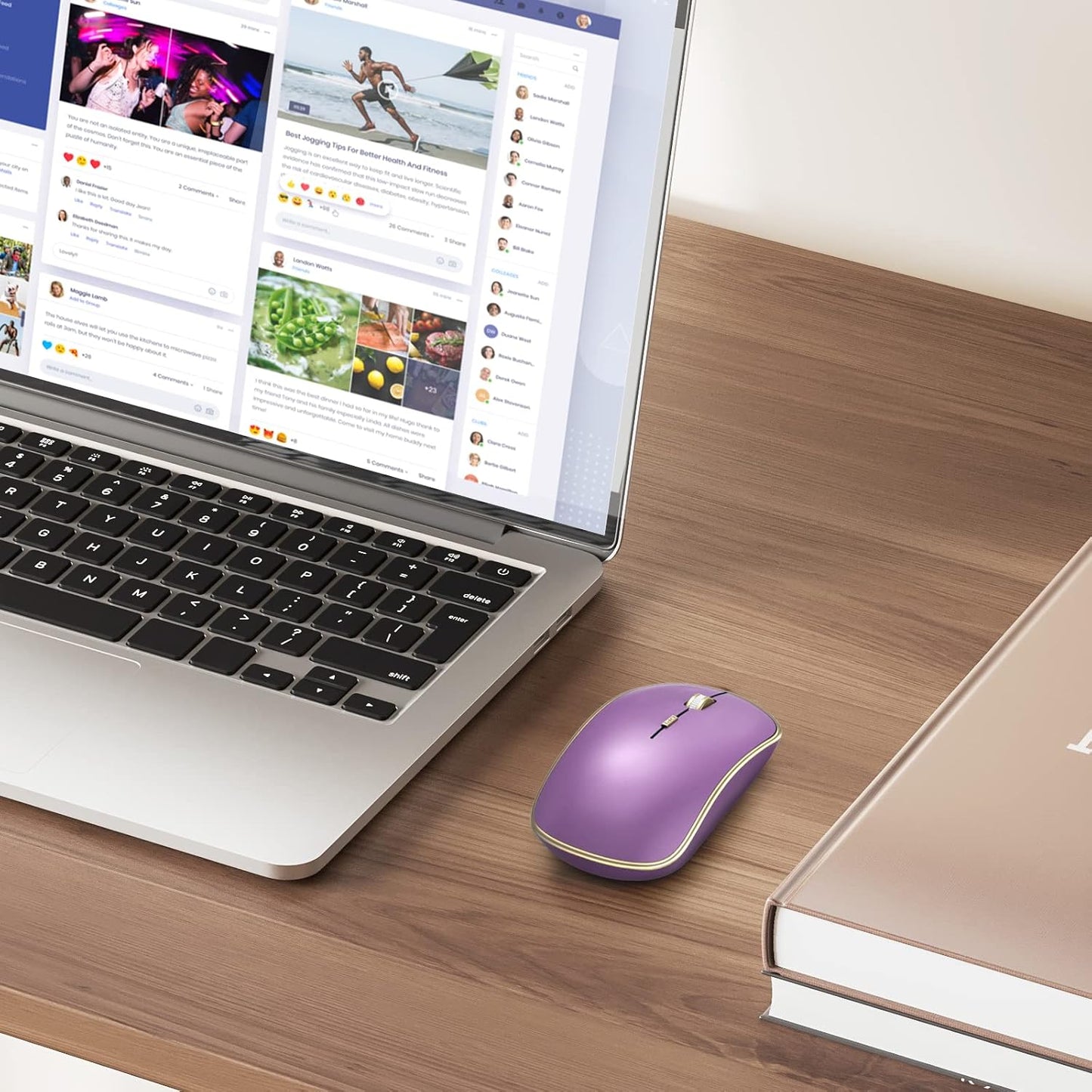 JOYACCESS Silent Wireless Mouse - 2.4G Portable & Ergonomic with 5 DPI Levels for Desktop, Notebook, PC & Laptop (Purple)