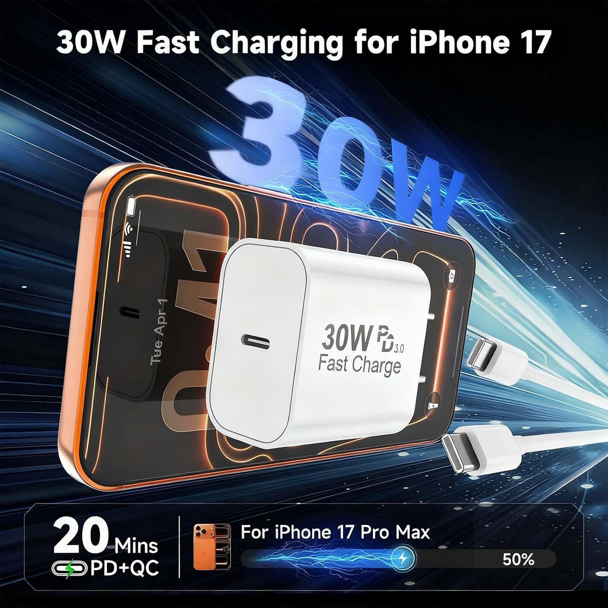 30W USB C Charger Block 2-Pack with 6FT 60W USB C to USB C Cable for iPhone | Built-In Smart Chip Full Safety Protection, for Bedroom & Office, Compatible with iPhone 17/16/15 Series, iPad Samsung Galaxy