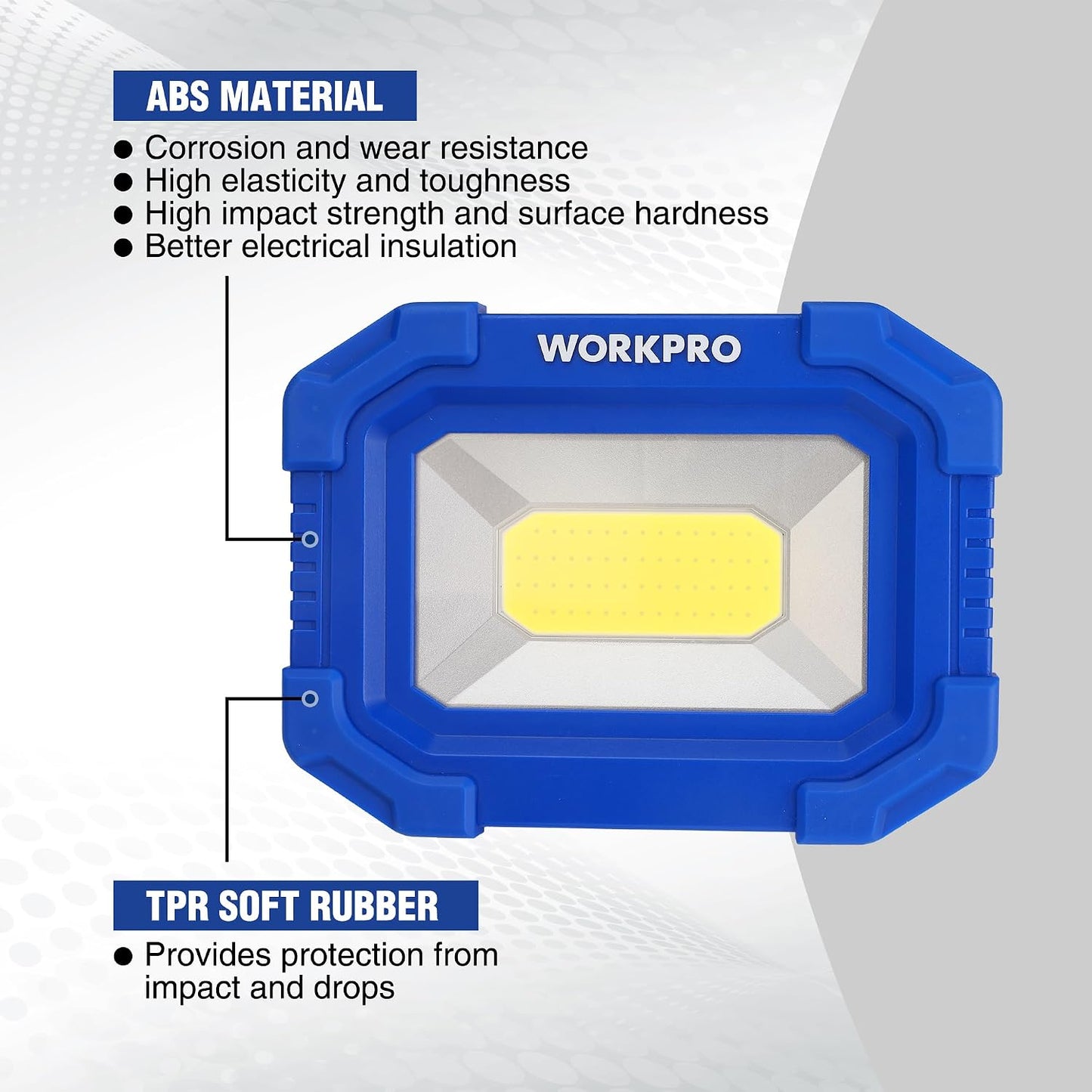 WORKPRO LED Work Light, Rechargeable Magnetic Work Lights, 2000LM, 4 Modes | Portable Flood Light with Stand, for Camping, Fishing, Car Repair, Job Site Lighting, Hiking, 2 Pack