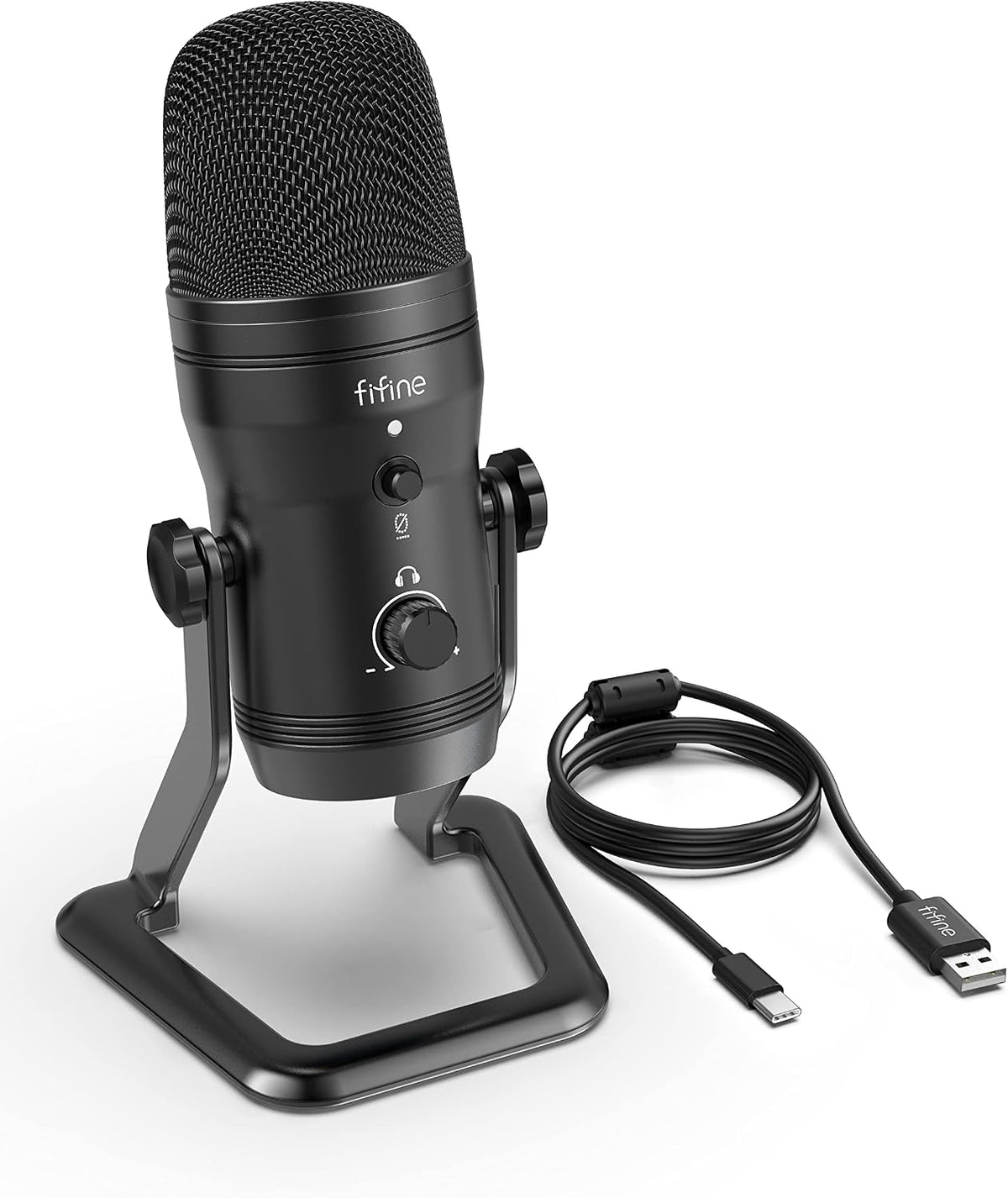 FIFINE K690 USB Studio Recording Microphone for ASMR Zoom-Meeting | Computer Podcast Mic for PC, Mac, Mute Button, Monitor Headphone Jack, Four Pickup Patterns for Gaming, Vocals, Streaming
