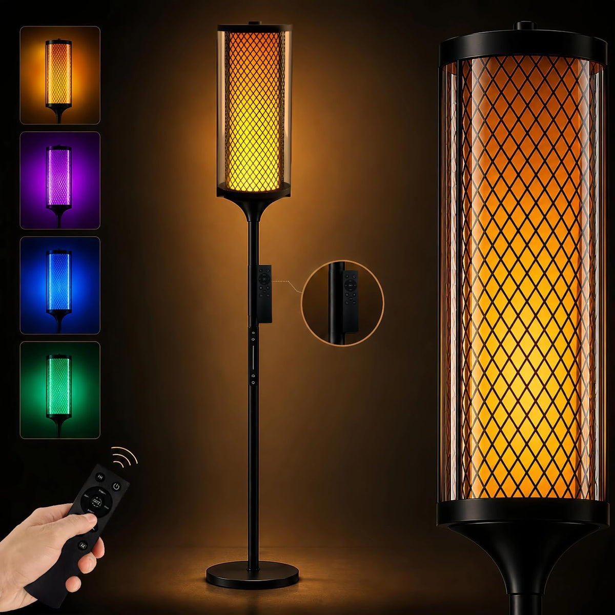 JOOFO Modern Lantern RGBIC Floor Lamp with Glass Shade, App & Remote